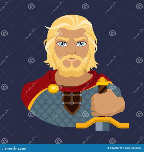 Bogatyr Avatar Of A Bearded Blond Man In Chain Mail And A Hand On The