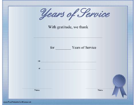 Printable distinguished service awards certificates templates. Years of Service Certificate Printable Certificate