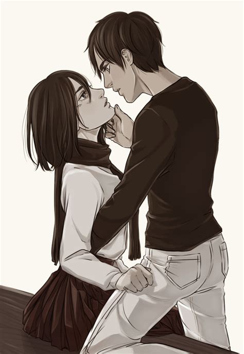 Mikasa Ackerman And Eren Yeager Shingeki No Kyojin Drawn By Lolakasa