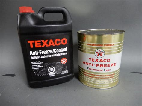 Lot Of 2 Texaco Anti Freeze Containers Imp Gallon Can Us Gallon