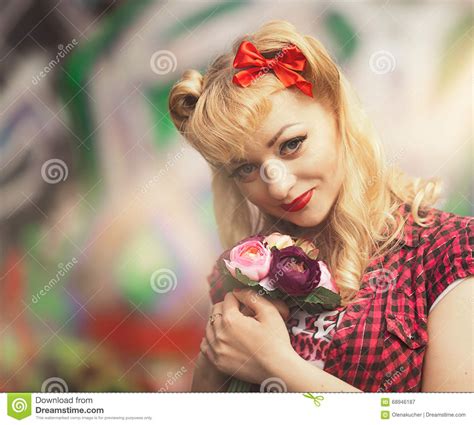 Beautiful Girl In Pin Up Girl Style Stock Image Image Of