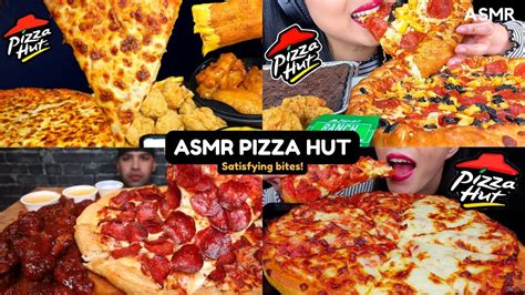 Asmr Pizza Hut Cheesy Pepperoni Pizza Mukbang Compilation Satisfying Bites Youtube