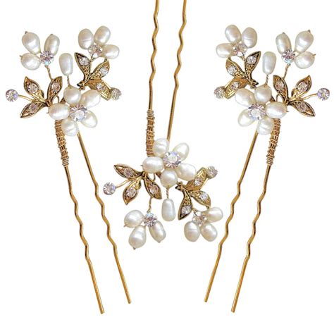 Paris Hair Pins Gold Set Of 3 Bridal Headwear And Jewellery From Aye