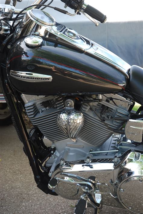 Harley Horn Covers Winged Heart Chrome Dome Motorcycle Products