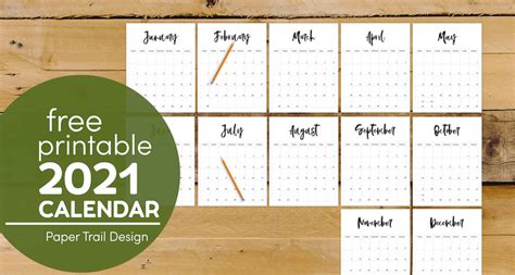 Paper And Party Supplies 2021 Yearly Calendar Simple Calendar Modern