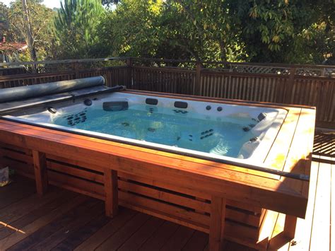 Swim Spa With Bench Surround Hot Tub Surround Swim Spa Hot Tub