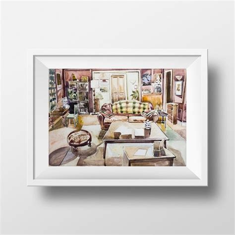 Wall Art Friends Tv Show Ross Apartment Watercolor Print90s