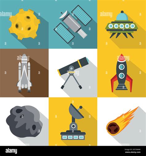 Outer Space Icons Set Flat Style Stock Vector Image And Art Alamy