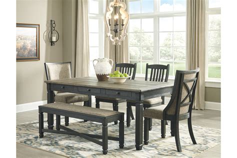 Black dining room table and chairs set. Tyler Creek Upholstered Dining Room Bench | DeMeyer ...