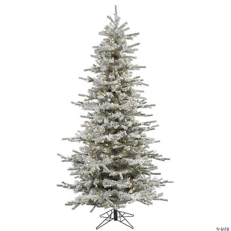 Vickerman 85 Flocked Sierra Fir Slim Artificial Christmas Tree Warm