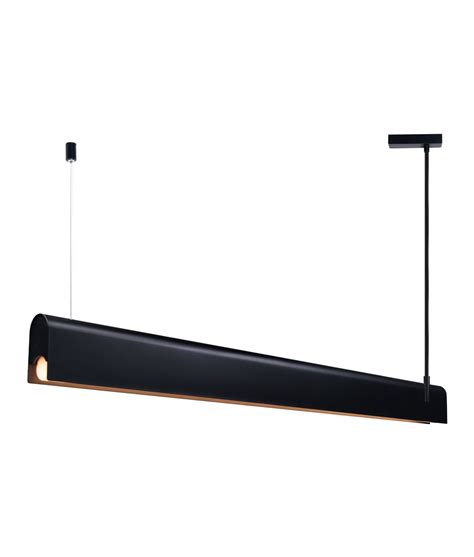 Metre Wide Linear Suspended Pendant In Black Finish