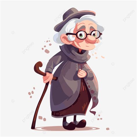老婦人クリップアートアニメーション老婦人と杖イラスト漫画 ベクターイラスト画像とpngフリー素材透過の無料ダウンロード pngtree