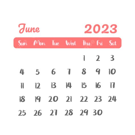 June In 2023 June 2023 June 2023 Calendar June Calendar Png