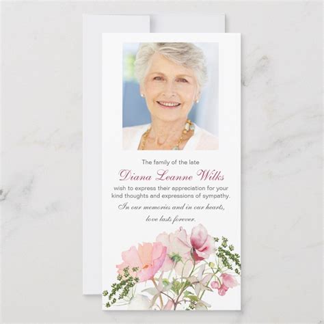 Funeral Thank You Cards Soft Florals Zazzle Funeral Thank You