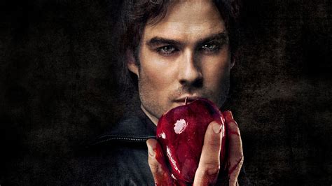 Damon Salvatore With Apple In Hand Hd The Vampire Diaries Wallpapers