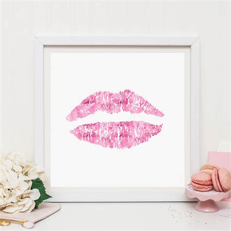 Pink Lips Print By Ruby And B
