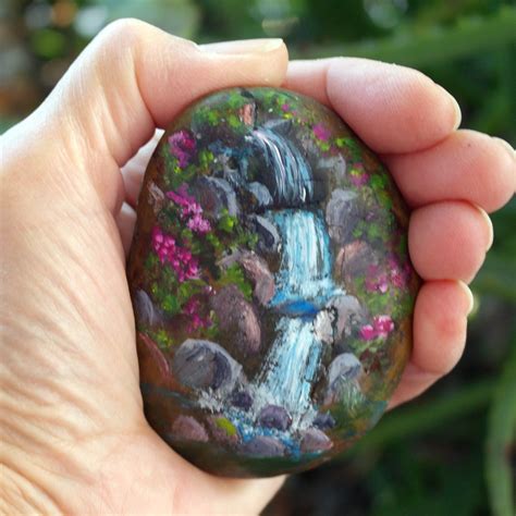 Image Result For Painted Waterfall On A Rock Rock Crafts Rock