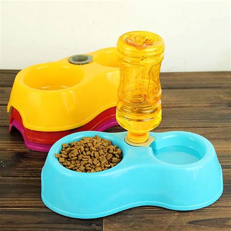New 1pcs Double Pet Dog Food Dish Bowls Automatic Water Dispenser Pet