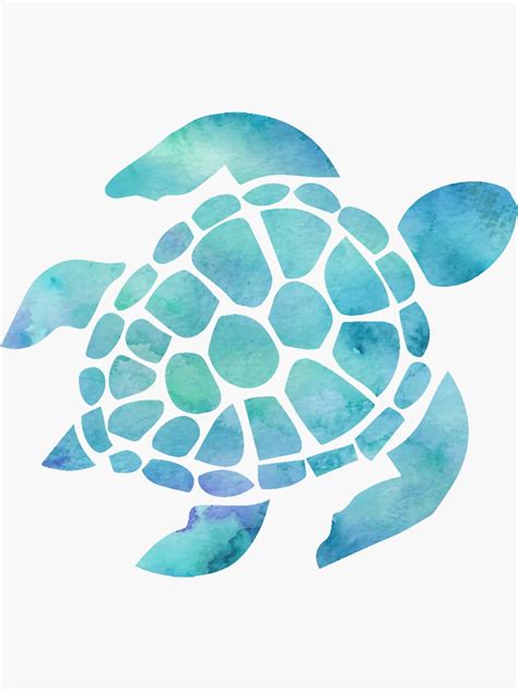 Sea Turtle Watercolor Blue Sticker By Livpaigedesigns Redbubble