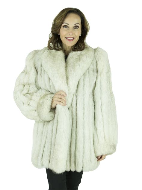 Cord Cut Blue Fox Fur Jacket Womens Fur Jacket Medium Estate Furs