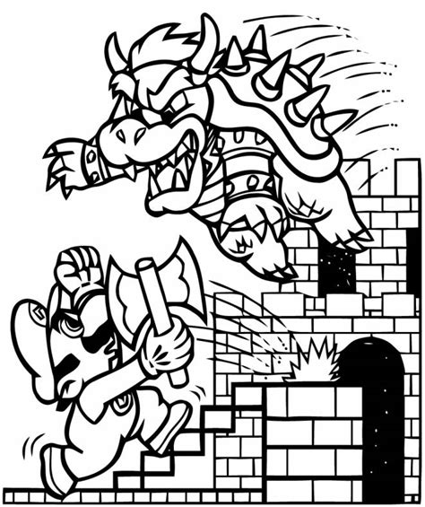 Free printable mario coloring pages for kids source : Free printable Super Mario Bros coloring pages