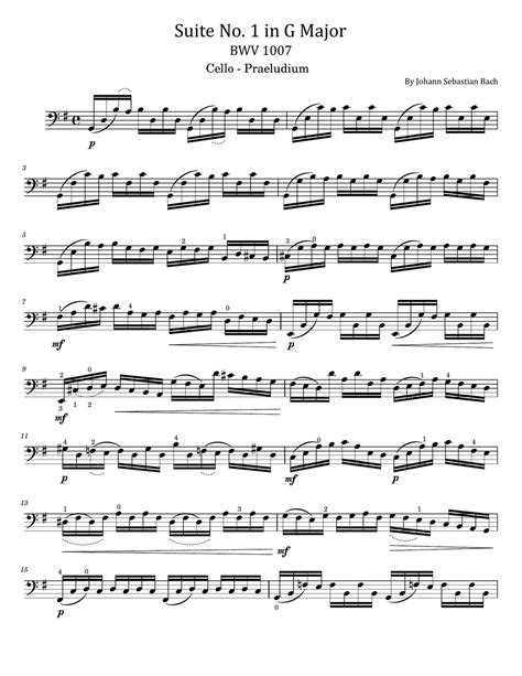 Johann Sebastian Bach Cello Suite No1 In G Major Bwv 1007 Prelude