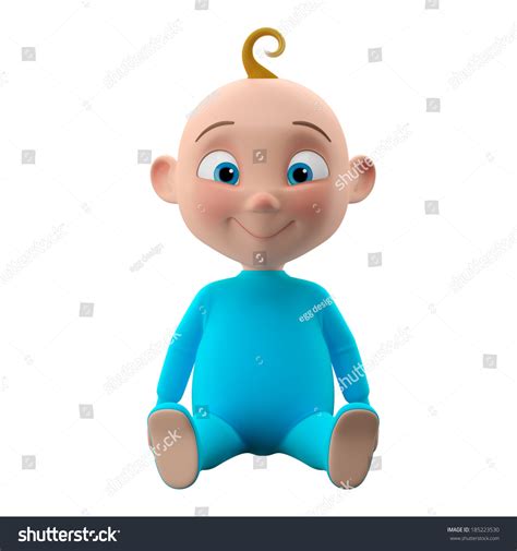 3d Funny Character Sweet Blueeyed Baby Stock Illustration