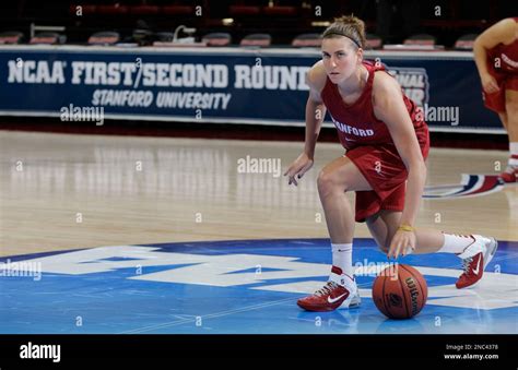 Stanford Guard Jeanette Pohlen Dribbles During Practice In The First Round Of The Ncaa Womens