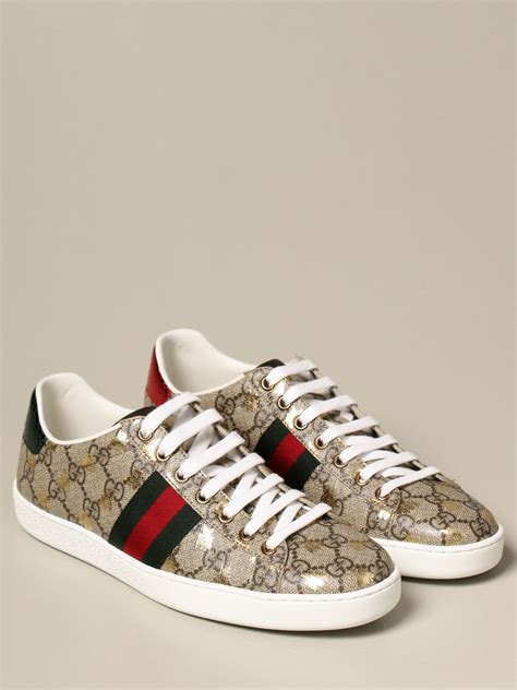 Gucci Ace Sneakers In Gg Supreme Fabric With Web Bands Sneakers