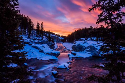Winter Morning At Elbow Falls Kananaskis Country Alberta