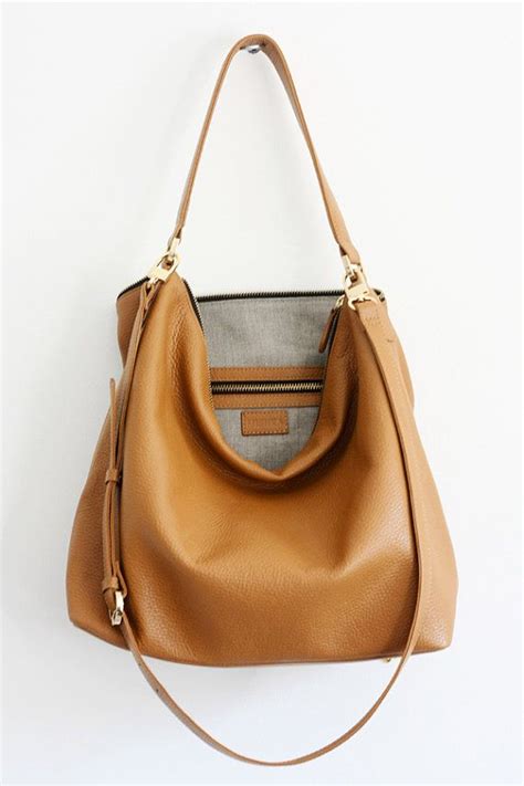 This Camel Brown Leather Hobo Bag Is Made From High Quality Pebbled