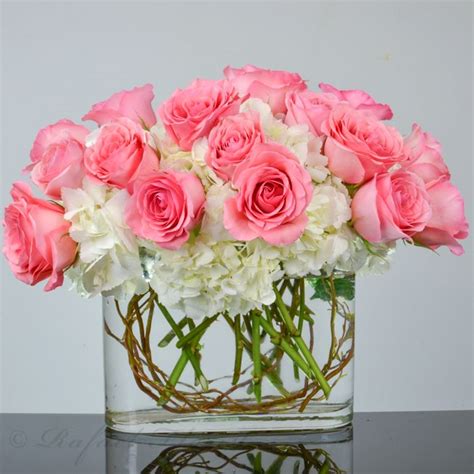 Pink Rose Bouquet Lovely Pink Roses And White Hydrangeas Arranged In A