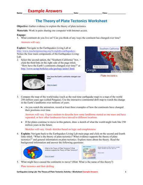 Content mastery plate tectonics directions: Plate Tectonics Worksheet Answer Key — db-excel.com