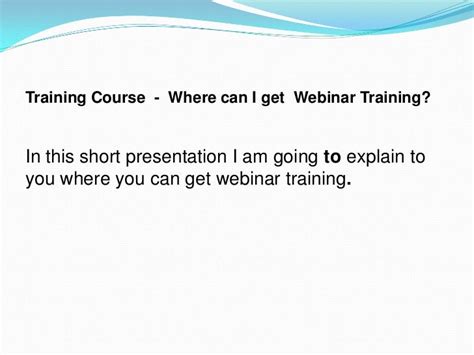 Webinar Training Course