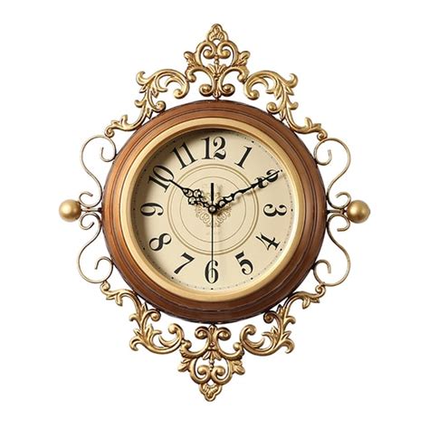 Large Classic Vintage Light Luxury Carved Metal Frame Wall Clock