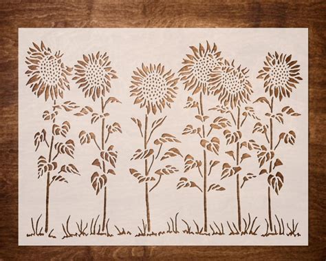 A Row Of Sunflowers Stencil For Painting On Wood Canvas Etsy In 2021