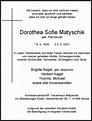 Alle Traueranzeigen für Dorothea Sofie Matyschik | trauer.rp-online.de