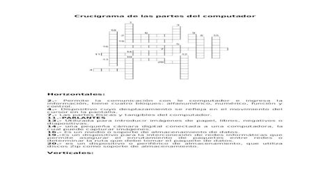 Crucigrama Partes Del Computador Doc Document