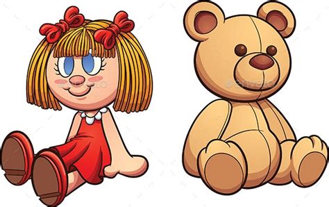 Teddy Bear And Doll Vectors Graphicriver