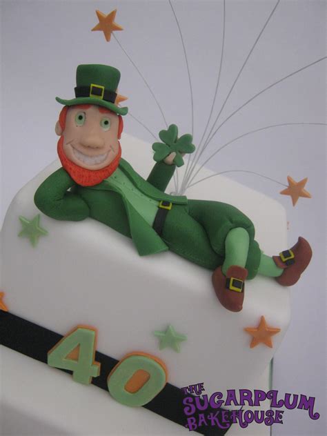 2 Tier Square Irish Themed 40th Birthday Cake