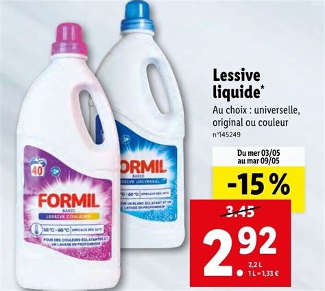 Promo Formil Lessive Liquide Chez Lidl