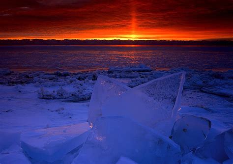 ~sunrise Light On The Frozen Shores Of Newport Bay~lake Michigan