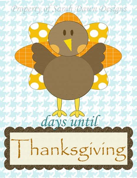 Sarah Dawn Designs Thanksgiving Countdown Printable
