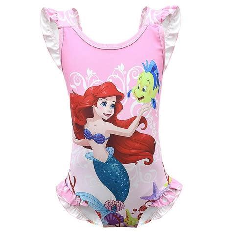 Traje De Baño De Una Pieza Con Dibujos Animados De Princesa Sirena Para