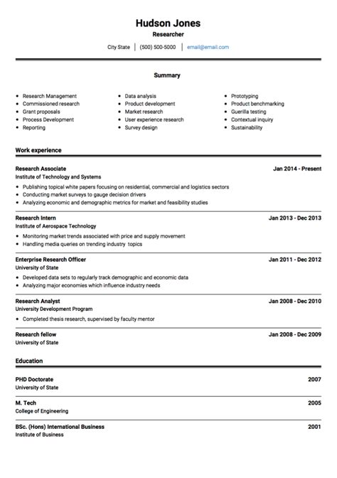 Research Cv Examples And Templates Visualcv