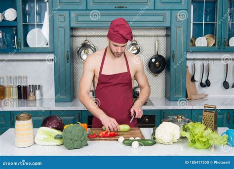 Naked Chef Cook Prepare Veggies For Cooking Consume Only Plant Foods