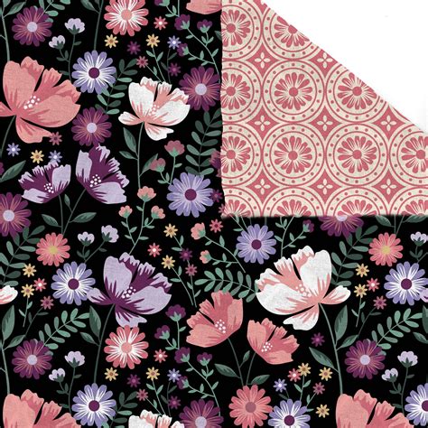 100 Cotton Painted Floral On Black Background Fabric Sold By The Yard
