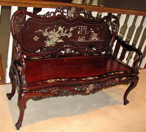 Ornate Antique Chinese Furniture Set Carved Rosewood Inlaid Mother Of
