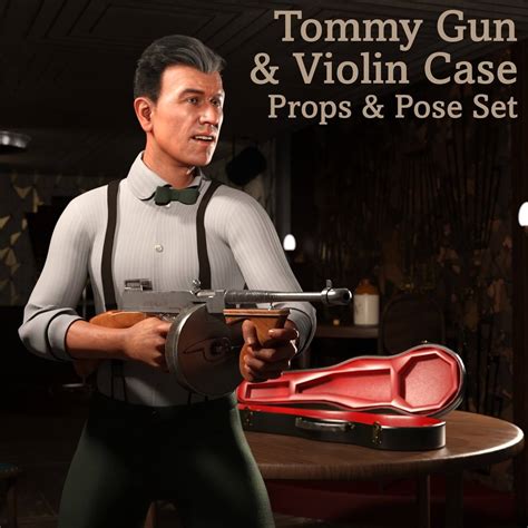 Tommy Gun And Violin Case Props And Poses Daz Content By Chriscox
