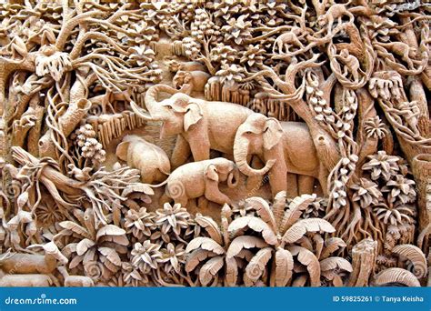 Thailand Wood Carving Art Stock Image Image Of Gold 59825261